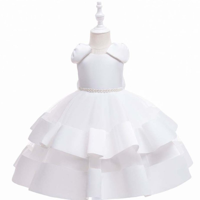 Baige White Flower Girl Dresses Wedding Fairy Big Bow Puffy Girl Princess Dress