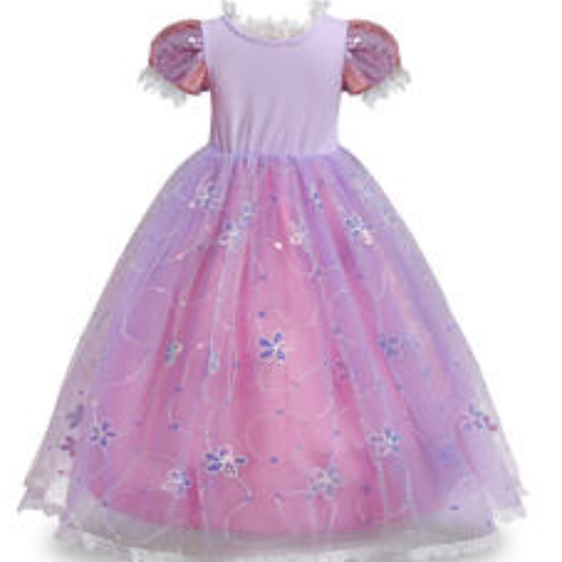 Girl Dress Lace Sequined Tangled Carnival Princess Costume Children Halloween Christmas Party Robes Kids Cosplay
