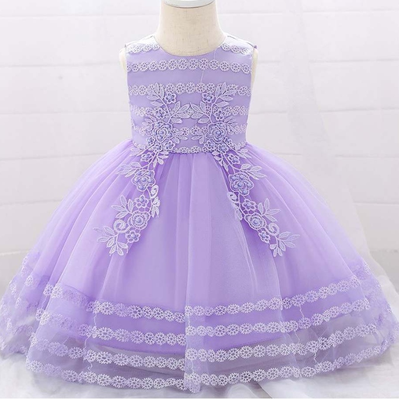 Ny design Chidren Dress Appliced ​​0-2y Flower Girl Dresses STEVELESS Kids Clothing L1923xz