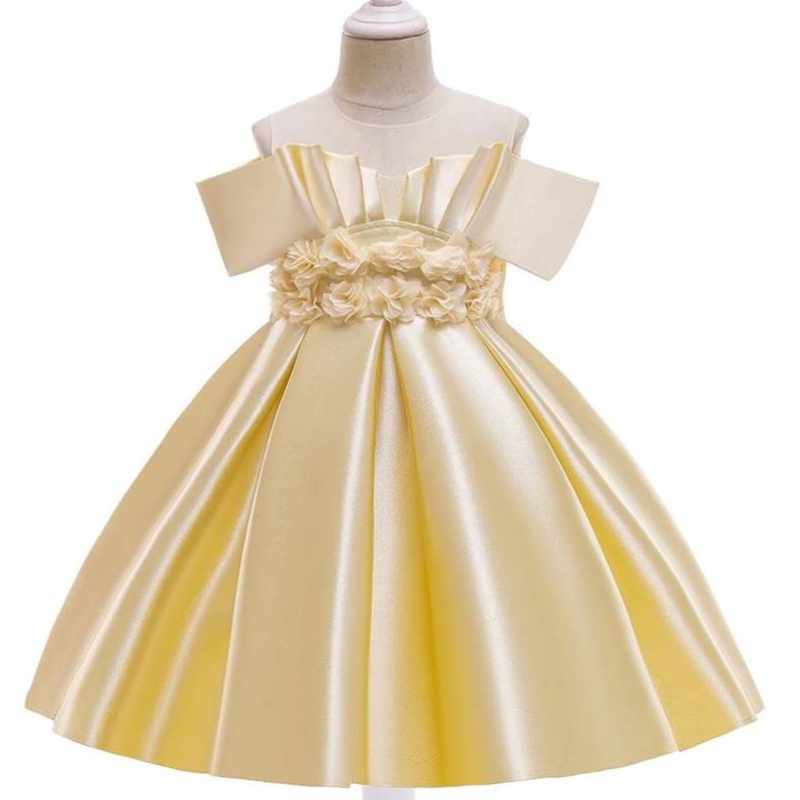 Baige New Kids Princess Flower Dress Off-Shoulder Christmas Evening Baby Girls Party Dresses