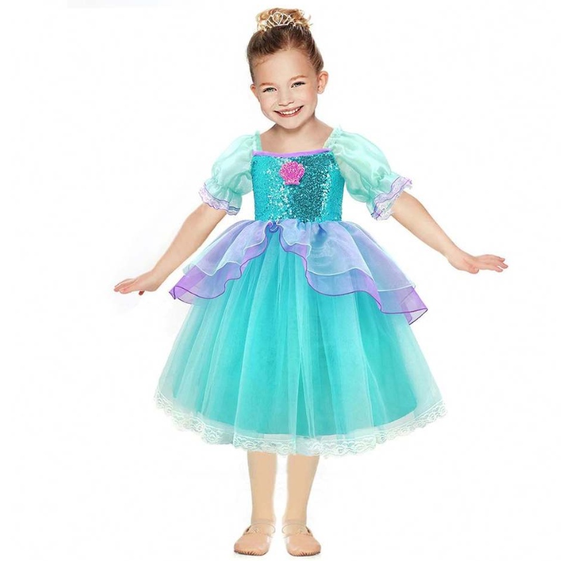 Baigelittle Mermaid Ariel Princess Dress Halloween Costumes Dress Up Party Girls Cosplay Kids Ball Gown