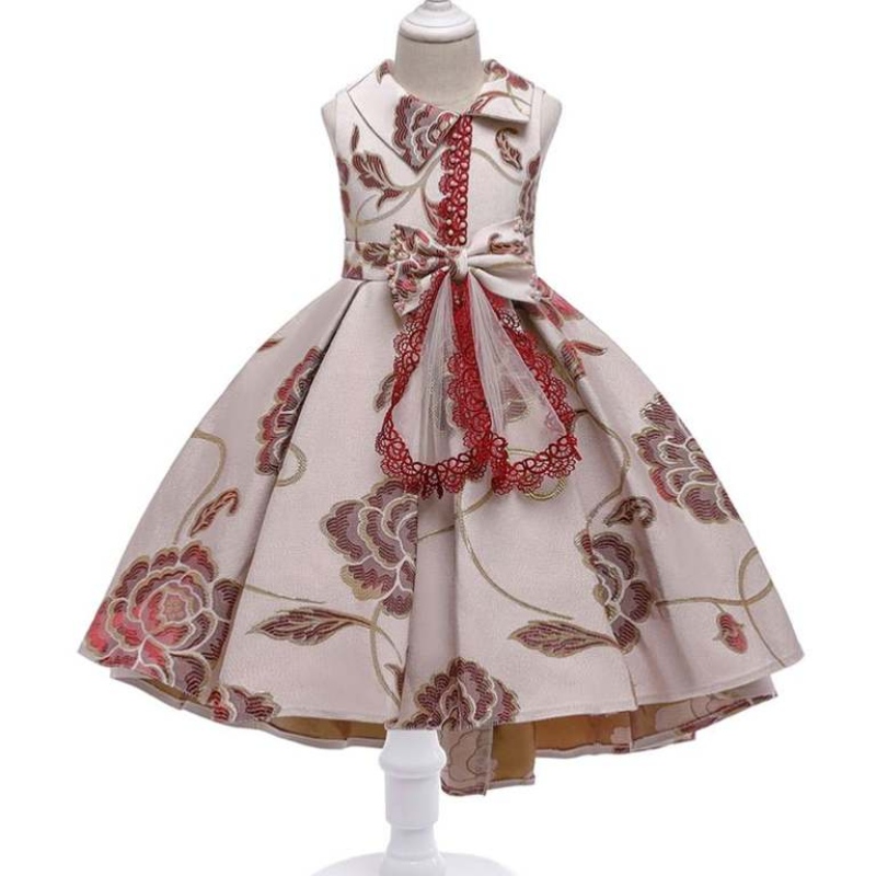 Baige 3-10 Years Factory Wholesale Kids Party Dress Kids Wedding Party Tailing Dress T5189