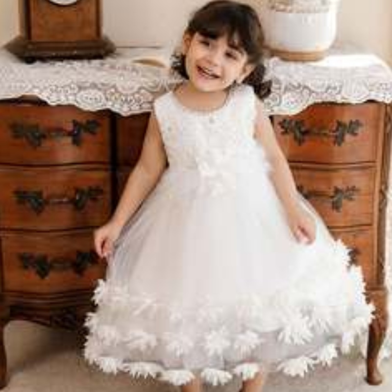 Baige 2022 Toddler Teen Ball Gown Princess Tulle Flower Girl Dress Formal paljetter Kid Girl Birthday Party Dresses