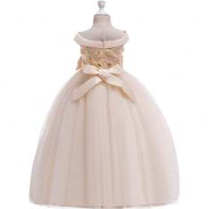 Elegant design grossist vacker flicka fest klänning barn bröllop evenemang boll klänning fancy prinsessan ärmlös prom frock lp-232