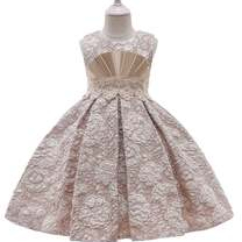 Aige New Fashion StyleJacquard Frocks Children Flower Girl 3-12 år Baby Girl Dresses L5253