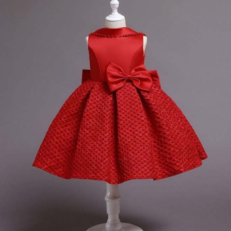 Baige Flower Girls Dresses Satin Vackra designbarn 3 till 10 år Barnprestanda DS001