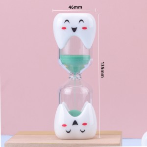 Ny borstning kreativ 2 minuter 3 minuter sandklocka för barn tandformad timglas smiley borst timer plast timglas