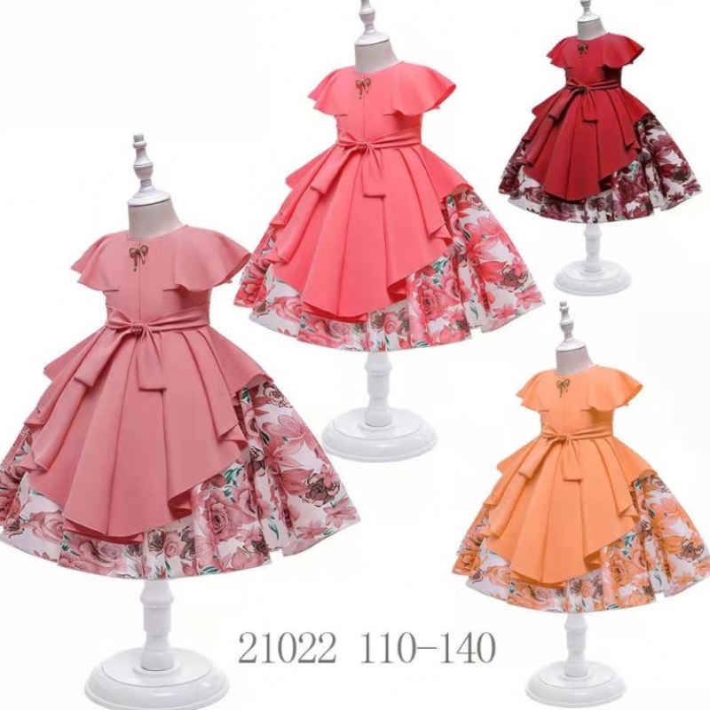 In-Stock baby pärlor satin flicka klänning barn frock design barn cny plagg 21022