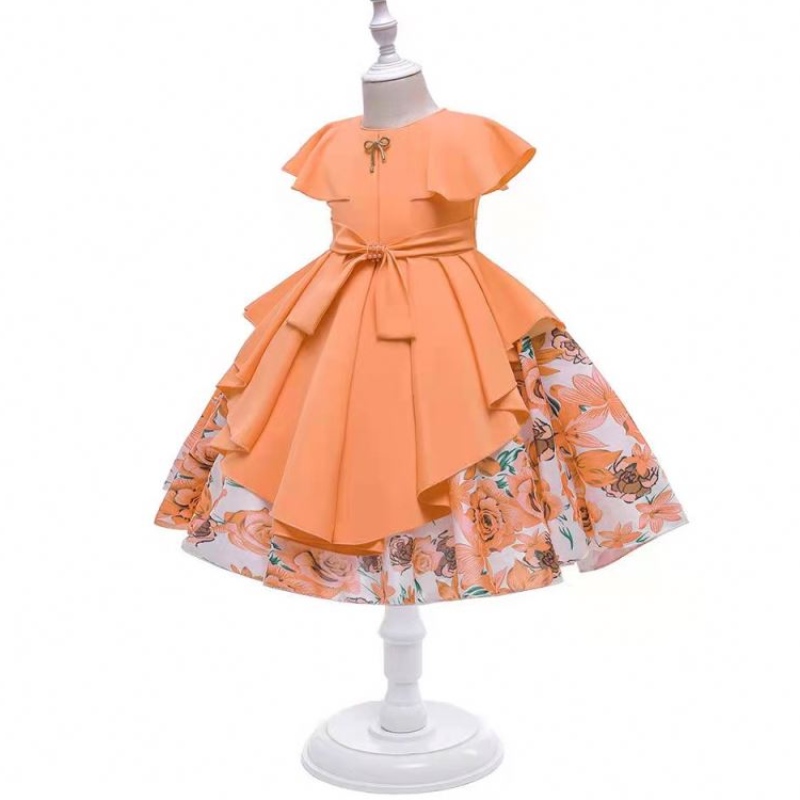 In-Stock baby pärlor satin flicka klänning barn frock design barn cny plagg 21022