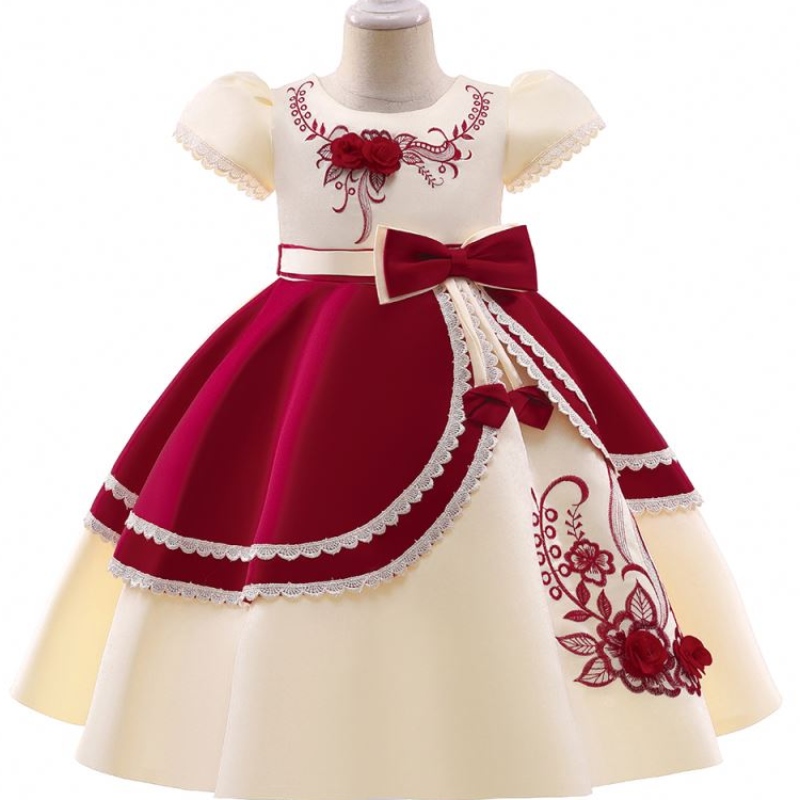 Baige European Style Girl Wedding Dress for Kids Lovely Birthday Party Dresses 3-10 år L5240