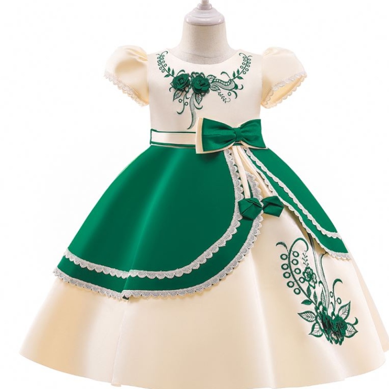 Baige European Style Girl Wedding Dress for Kids Lovely Birthday Party Dresses 3-10 år L5240