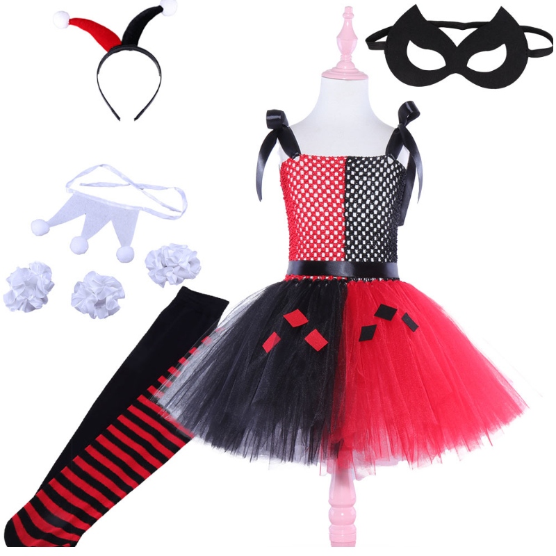 Girl Dress Cosplay Alice Queen of Hearts Dress for Girls Barn Barn Halloween Party Costume för 2-12 år