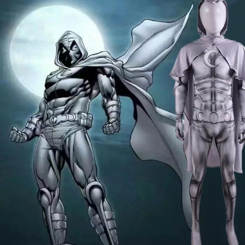 Superhero Moon Knight Costume Marc Spector Movie Cosplay Halloween Jumpsuit bodysuit för barn och män