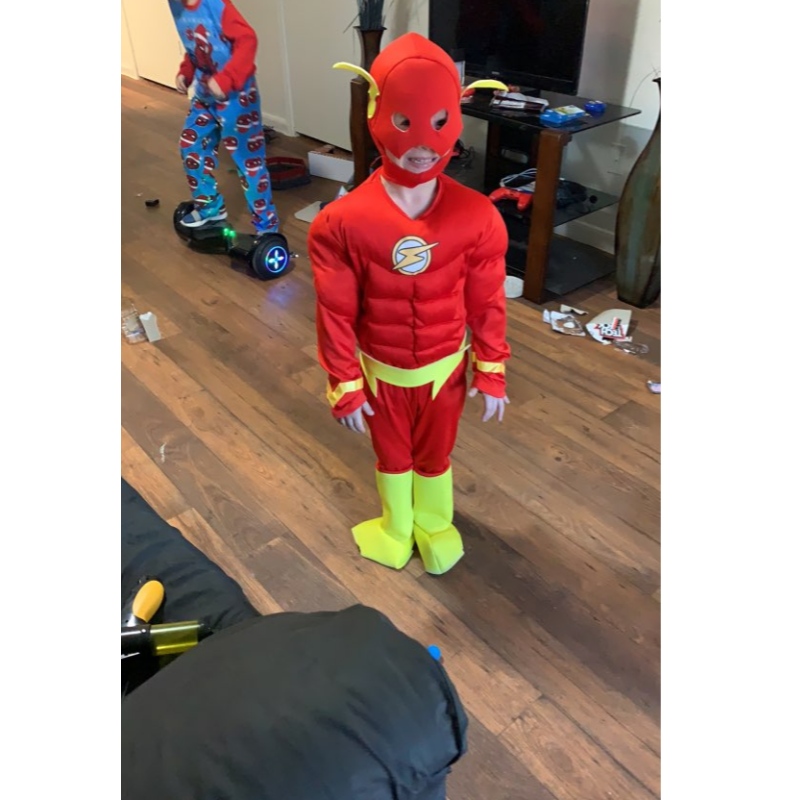 Boy The Flash Muscle Superhero Fancy Dress Kids Fantasy Comics Movie Carnival Party Halloween Cosplay Costumes