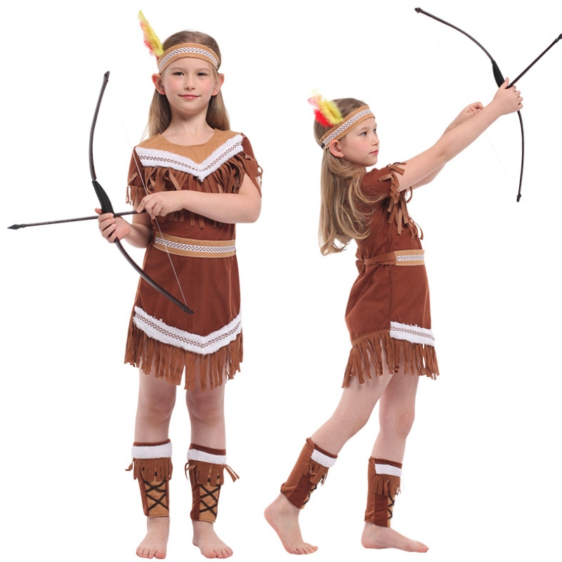 Halloween Indian Princess Costumes Kids Girls Pocahontas Huntress Costume Purim Party Mardi Gras Fancy Dress