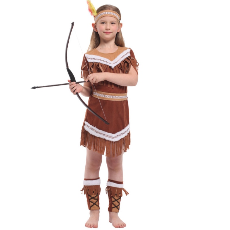 Halloween Indian Princess Costumes Kids Girls Pocahontas Huntress Costume Purim Party Mardi Gras Fancy Dress