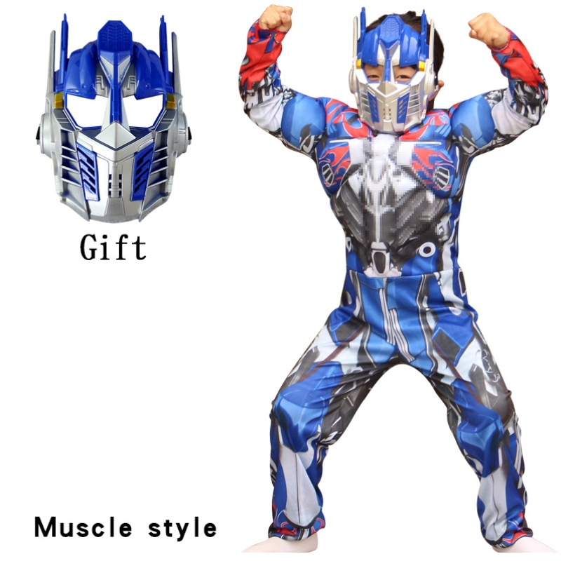 Pojkar optimus muskel robot prime fancy klär upp amerikansk pojke superhjälte purim cosplay halloween barn kostym