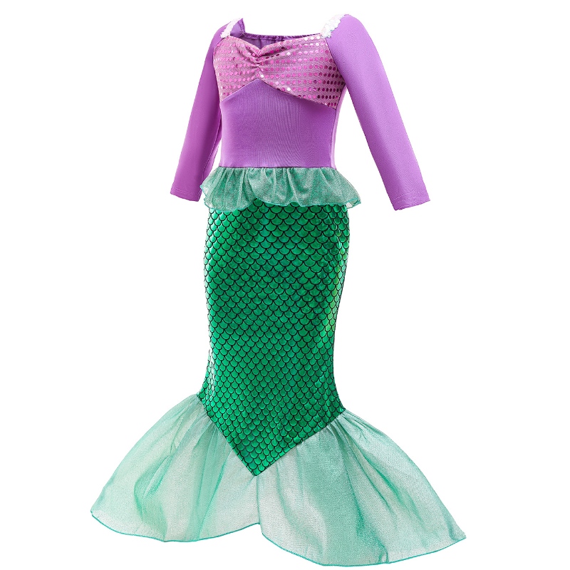 Flickor lilla sjöjungfru ariel prinsessan klänning cosplay kostymer barn baby ariel fancy kostym barn halloween födelsedagsfest kläder