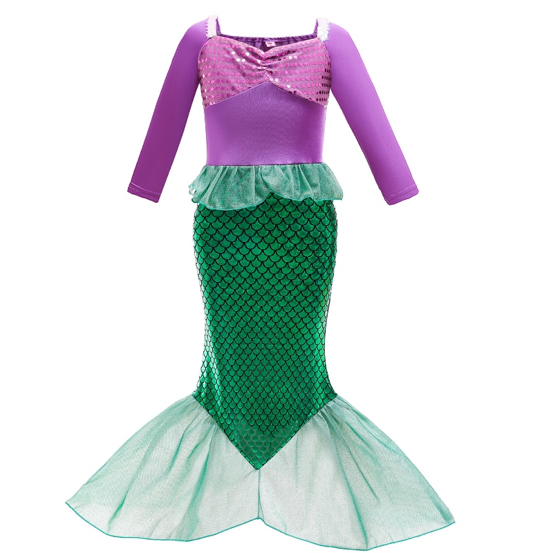 Flickor lilla sjöjungfru ariel prinsessan klänning cosplay kostymer barn baby ariel fancy kostym barn halloween födelsedagsfest kläder