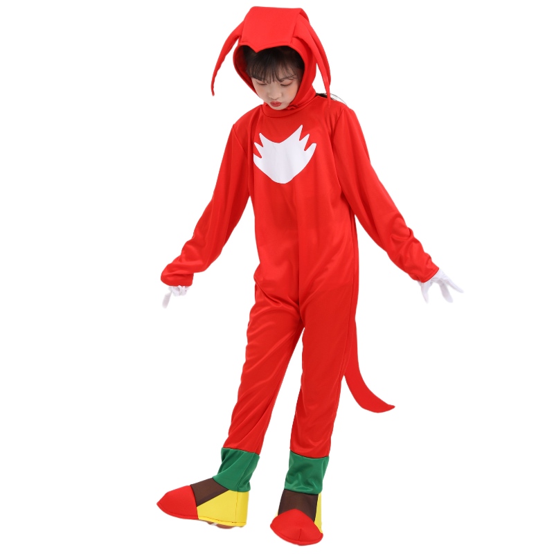 Red Sonic Cosplay Costume for Children Halloween Party Sonic Rat Jumpsuit