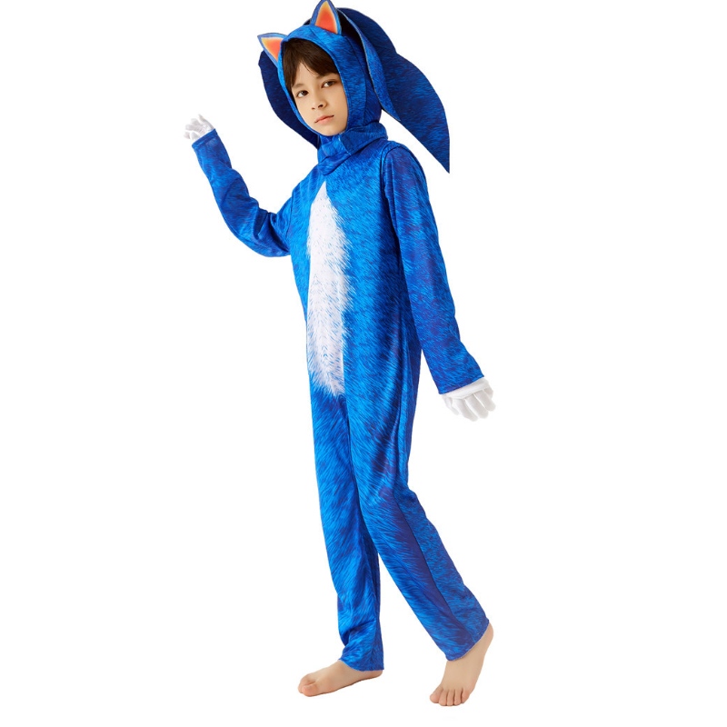 Ny stil pojkar jumpsuits med tillbehör fest cosplay kläder barn sonic halloween kostymer