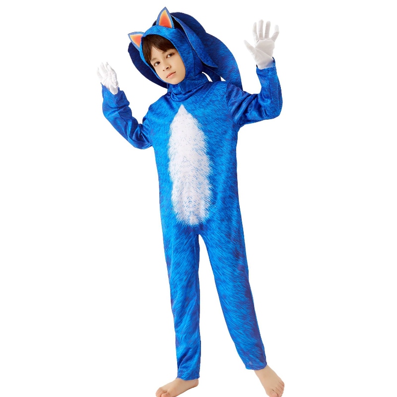 Ny stil pojkar jumpsuits med tillbehör fest cosplay kläder barn sonic halloween kostymer