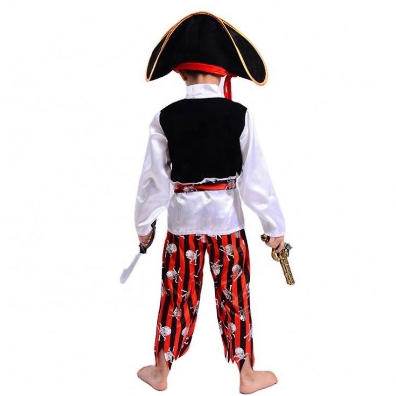 Partihandel cool randig pirat sätter scenprestanda kostymer halloween cosplay caribbean pirat kapten barns dräkter