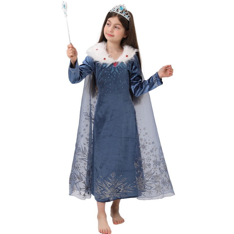 Barnens halloween kostymer Princess Dress Carnival Dress Queen Cape Elsa klänning