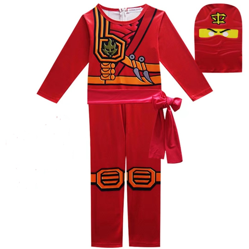 Hot Selling Halloween Children Fancy Party Dress Up Ninja Go Costume For Kids Ninja Cosplay Jumpsuits Mask Set