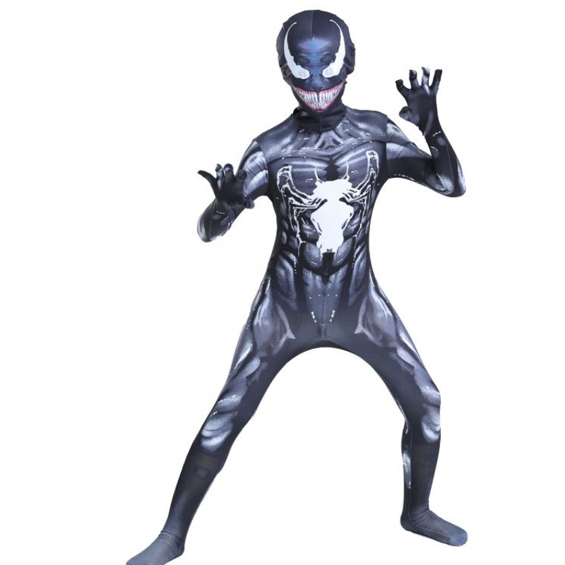 Svart muskel bodysuit vuxna pojkar superhjälte actionfigur jumpsuit spiderman halloween cosplay skorpion gift till salu kostymer