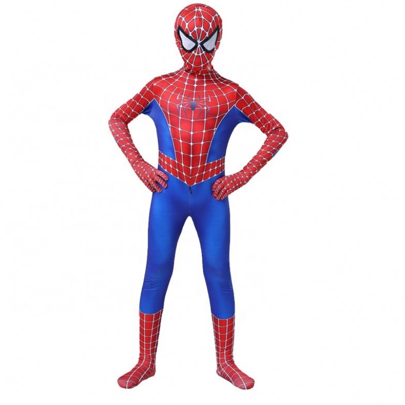 Zip Up Classic Movie Anime Tight Jumpsuit för Halloween Carnival Amazing Spiderman Cosplay Costume For Kids With Face Mask