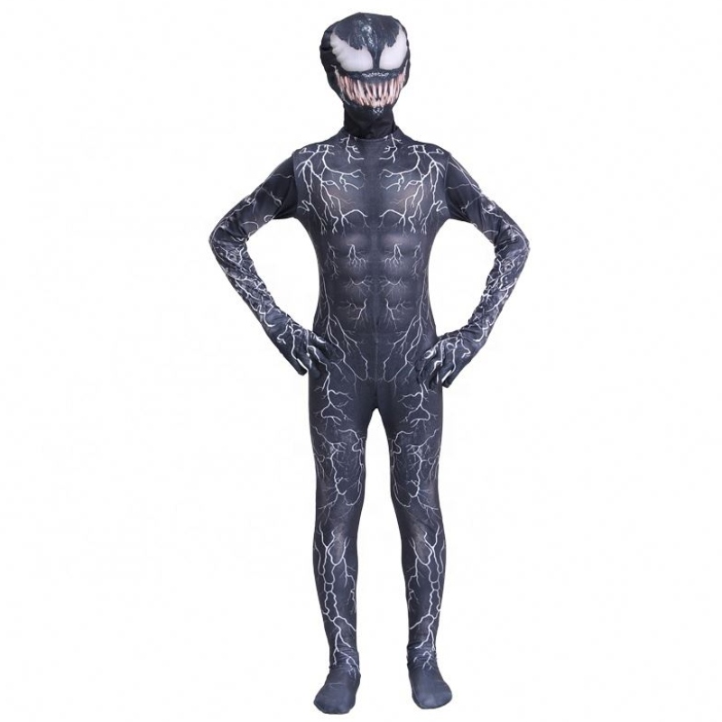 Svart muskel zentai bodysuit vuxna superhjälte skrämmande skräck jumpsuit spiderman halloween cosplay symbiote gift kostymer för pojkar