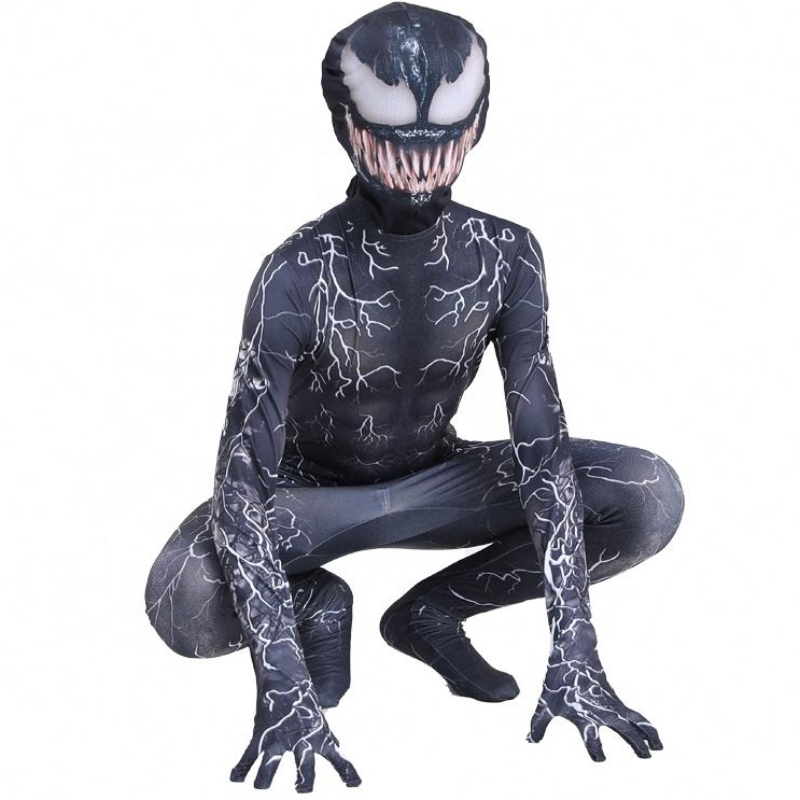 Svart muskel zentai bodysuit vuxna superhjälte skrämmande skräck jumpsuit spiderman halloween cosplay symbiote gift kostymer för pojkar