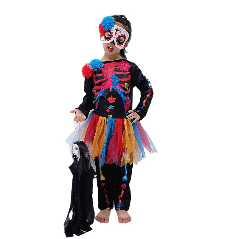 Ny stil halloween kostym mode skelett barn skrämmande kostym skräck skalle jumpsuit carnival party barn kostym