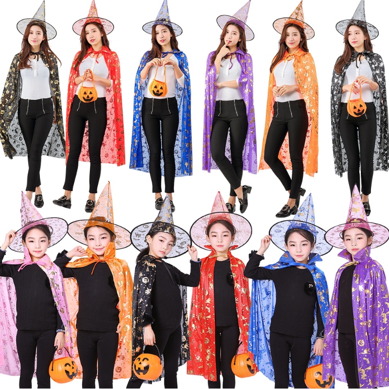 Partihandel Hot Selling Kids Cosplay Pumpkin Point Witch Cloak Halloween Cape Paternity Suit Cape