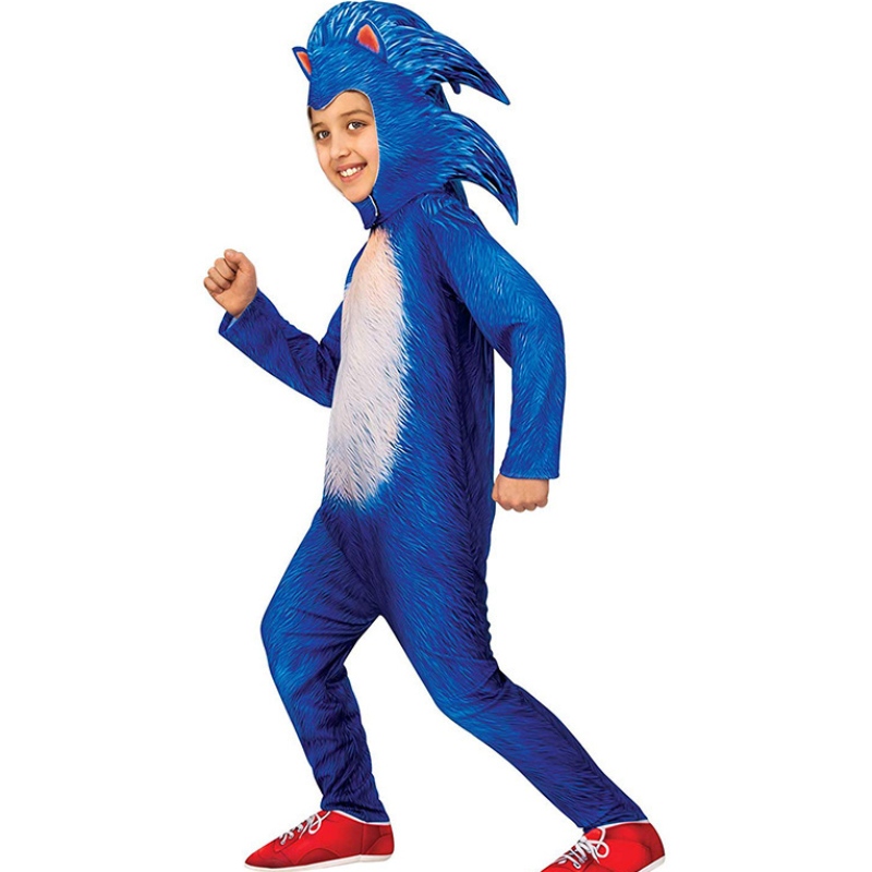 Halloween Party Game Cosplay Children Blue Sonic Jumpsuit Cartoon Sonic The Hedgehog Costume