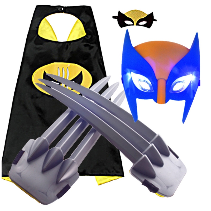 Wolverine Plastic Claw Facespiece Cloak Weapon Halloween Cosplay Party Toys