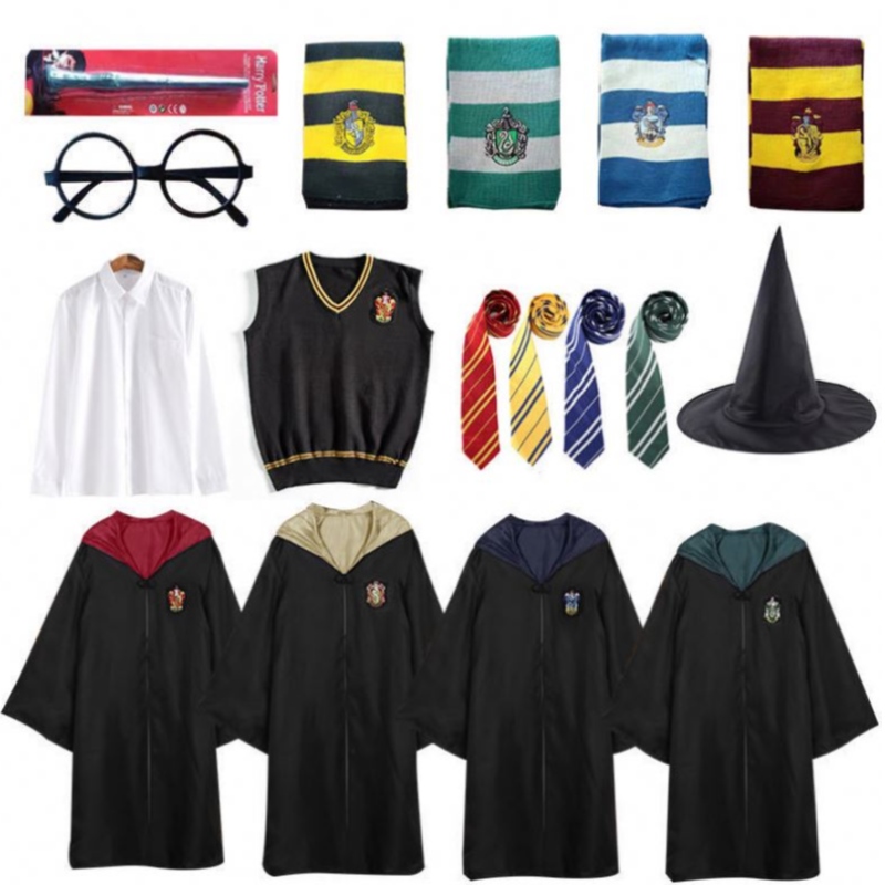 Ny ankomst Harry Cosplay Costume Kids and Adult Potter Robe for Halloween Party Costumes