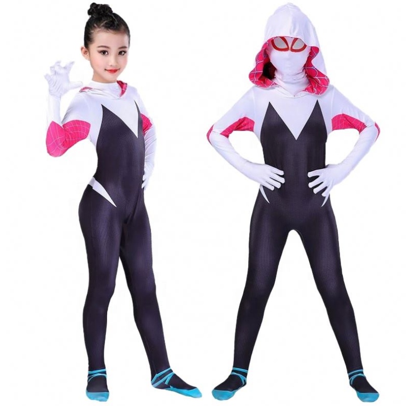 Holiday Halloween Party Wholesale Women Girls Kids Gwen Spider Man Parallel Universal Clothing Tights Cosplay Costumes With Mask