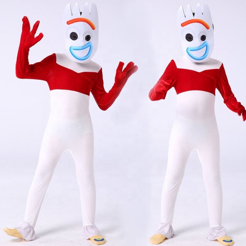 Factory White Bodysuit Cosplay Costume For Halloween Party Forky Performance Wear Toy Story Costume For Kids With Mask