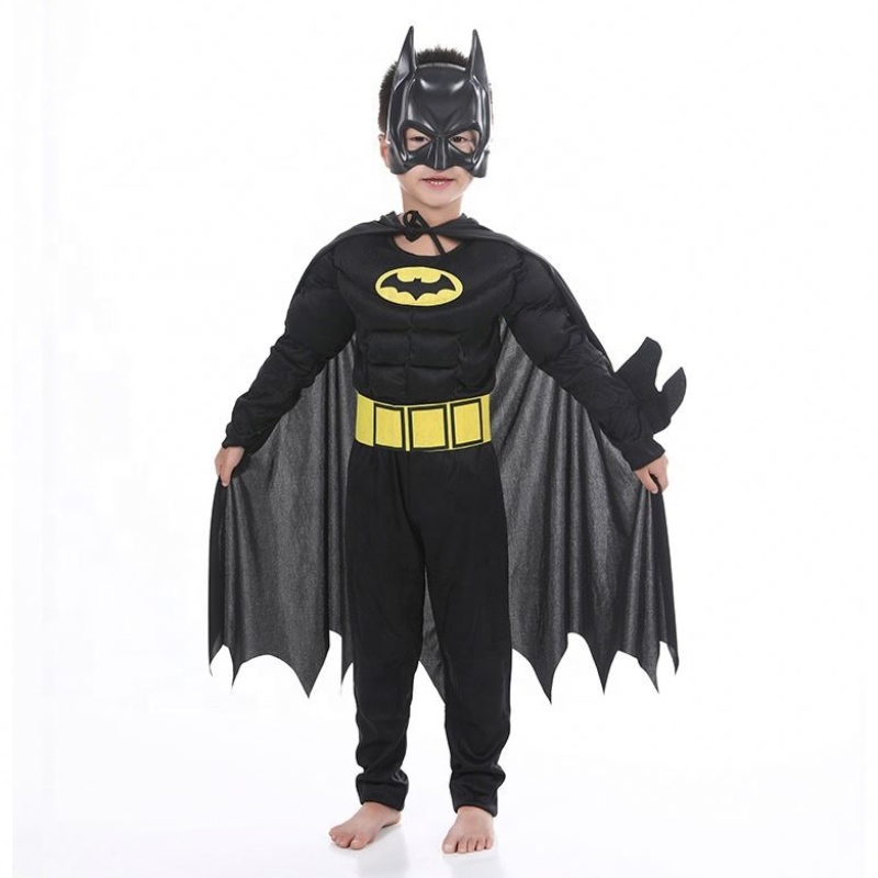 Halloween Masquerade Black Bat Muscle Kids Superhero Costumes Bat Man Costumes With Cloak Mask