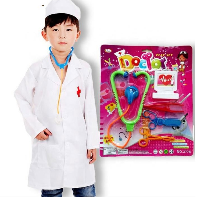 Hot Lab Surgeon Rollplay Set Children Career Uniform Gown Suit Halloween Doctor Cosplay Costume and Toys for Kids