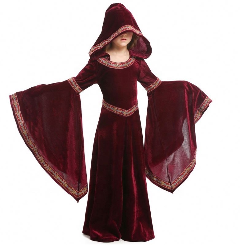 Europeiska medeltida Halloween Wine Red Vampire Children's Clothing Girls Party Vampire Witch Costumes