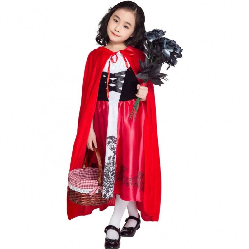 Barnens dagdräkter Halloween Children's Little Red Riding Hood Costume With Cape för barn