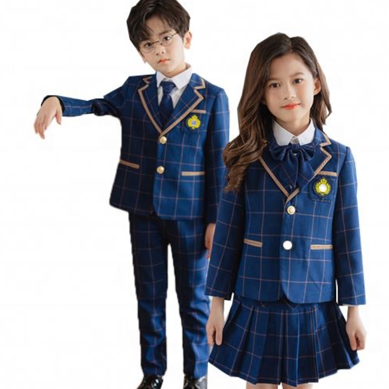 Hot British Style Primary School Uniforms Class Uniform Plaid Three-Piece Kindergarten Uniforms