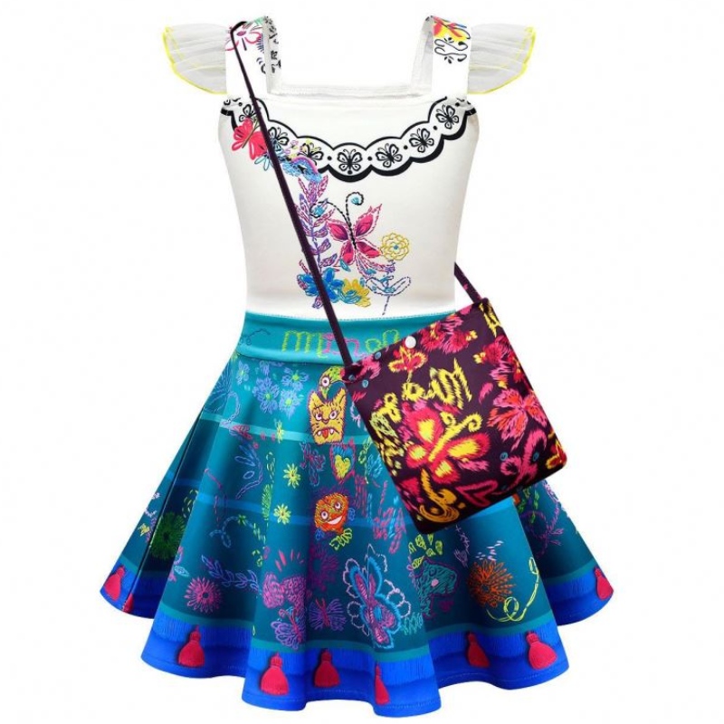 Flickor Encanto Mirabel Cosplay Costume Kids Carnival Birthday Princess Dress Children Encanto Dresses