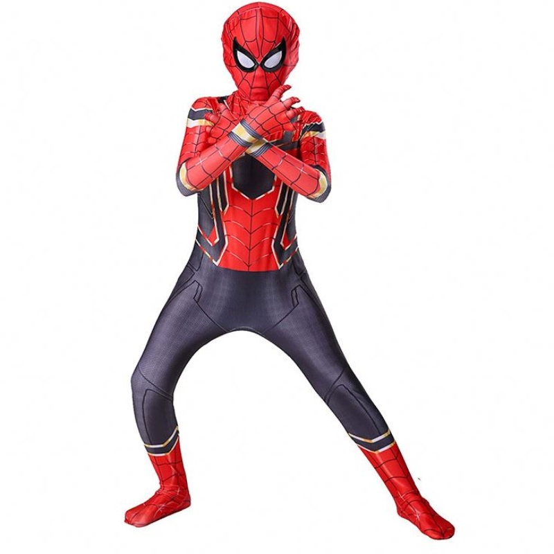 Tv&film cosplay costume zentai spiderman superhjälte bodysuit spandex kostym för barn skräddarsydd