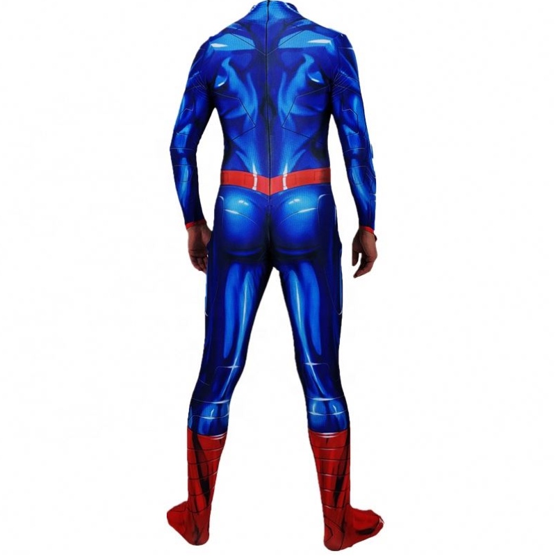 Direct Supplies Anime Superhero Zentai sätter Halloween Bodysuit Super Costumes With Red Cloak för Man Kids