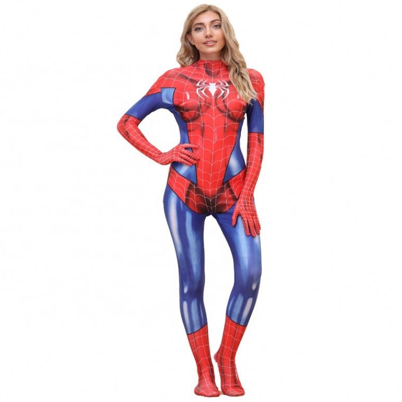 Partihandel plus size Halloween Prop Movie Performance Wear for Woman Spiderman Spiderwoman Costumes Set