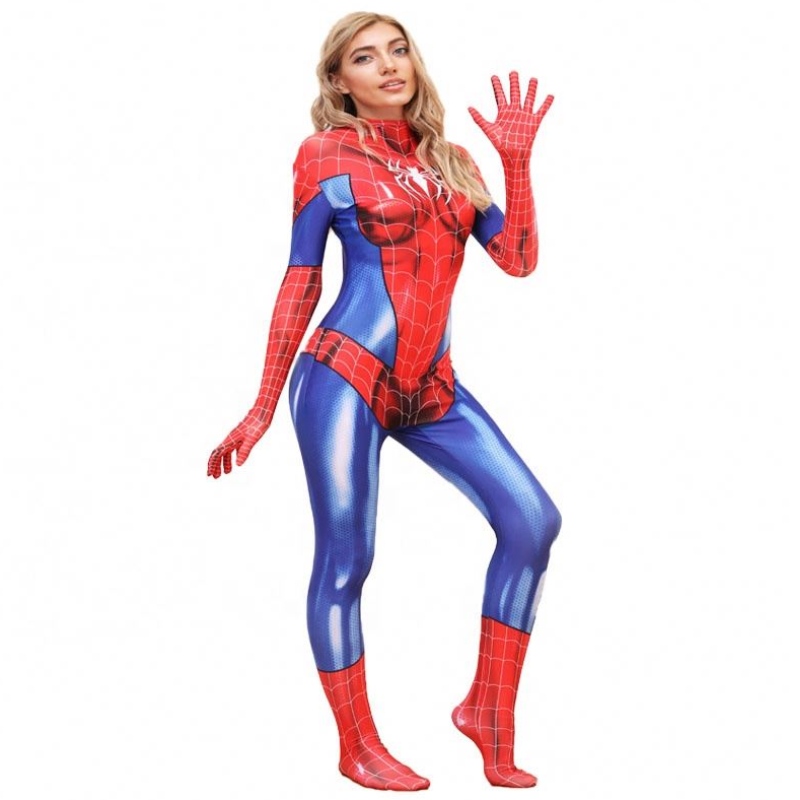 Partihandel plus size Halloween Prop Movie Performance Wear for Woman Spiderman Spiderwoman Costumes Set